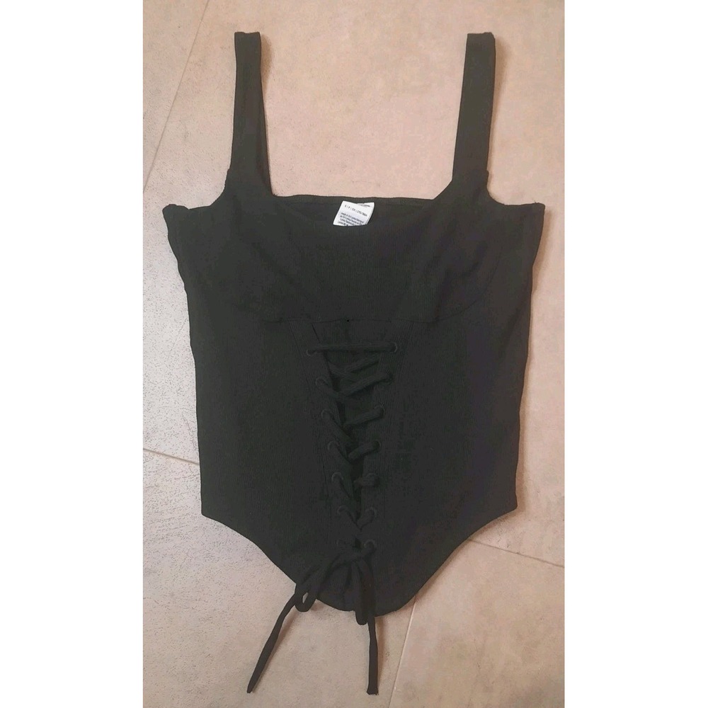 Corset Lace Up Top Black Size Small Fairy Whimsigoth Grunge Y2K